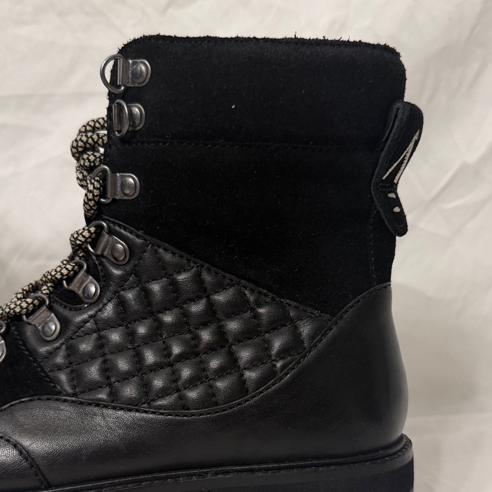 Black Quilted Combat Boots - Picture 2 of 12